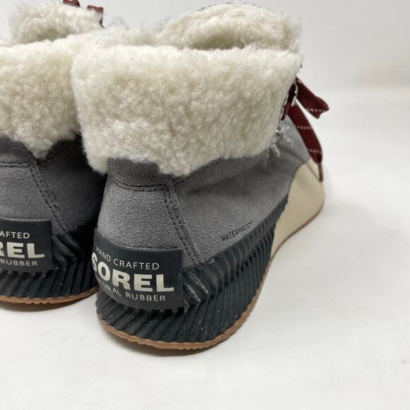 Sorel Out N About lll 3 Conquest Waterproof Suede Shearling Short Boots gray 8 - Picture 7 of 11